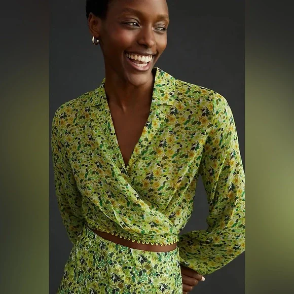 Favorite Daughter The Lover Wrap Top Floral Viscose Chiffon Blouse Size S - Picture 1 of 9